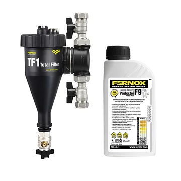 Fernox Total Filter TF1 1" mágneses iszapleválasztó + Filter Fluid F9 + Protector folyadék
